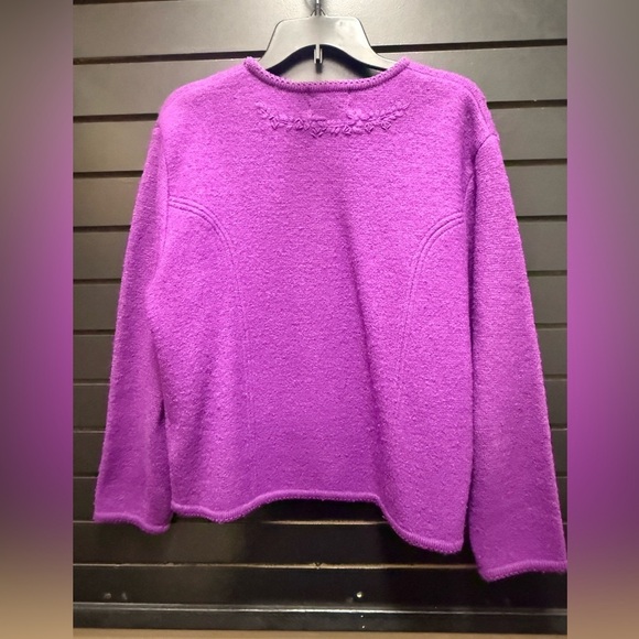 Vintage Pendleton 100% Virgin Wool Purple Embroidered Cardigan Size L - Picture 5 of 5